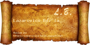 Lazarovics Béla névjegykártya